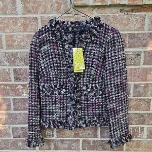 Luisa Spagnoli tweed jacket black and purple NWT Size 40